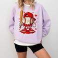 Baseball Drip Ice Cream Apparel Boys Kids Valentines Day Comfort Colors Sweatshirt Crimson