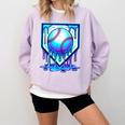 Baseball Drip Ice Cream Blue Glow Melt Ball Graphic Comfort Colors Sweatshirt Crimson