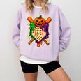 Baseball Drip Ice Cream Drip Halloween Baseball Lovers Comfort Colors Sweatshirt Crimson
