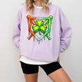 Baseball Drip Ice Cream St Patricks Day Shamrock Lucky Comfort Colors Sweatshirt Crimson