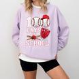 Baseball Happy 100 Days Of School Boy Girl Kid Teacher Comfort Colors Sweatshirt Crimson