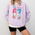 Baseball Ice Cream I Was 6 Now I'm 7 67 Birthday Boy Comfort Colors Sweatshirt Crimson