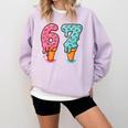 Baseball Ice Cream Drip 6 7 Kids 67 Birthday Comfort Colors Sweatshirt Crimson