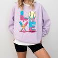 Baseball Love Drip Ice Cream Colorful Baseball Comfort Colors Sweatshirt Crimson