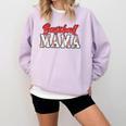 Baseball Mama Retro Groovy Baseball Mom Women Mother's Day Comfort Colors Sweatshirt Crimson