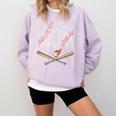 Baseball Mom Crossed Bats With Ball On Fire Distressed Comfort Colors Sweatshirt Crimson