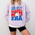 In My Baseball Mom Era Groovy Baseball Mother's Day US Flag Comfort Colors Sweatshirt Crimson In My Baseball Mom Era Groovy Baseball Mother's Day US Flag Comfort Colors Sweatshirt Crimson