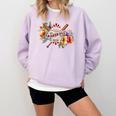 Baseball Mom With Garden Flowers Comfort Colors Sweatshirt Crimson