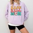 Baseball Mom Groovy Baseball Mom Comfort Colors Sweatshirt Crimson