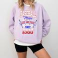 Baseball Mom Loud & Proud Since 1980 Comfort Colors Sweatshirt Crimson