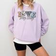 Baseball Mom Love My Boy Retro Casual Letter Print Comfort Colors Sweatshirt Crimson