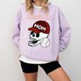 Baseball Mom Skull Sports Skeleton Comfort Colors Sweatshirt Crimson