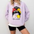 Baseball Mom Softball Mom Of Both Messy Bun Mother's Day Comfort Colors Sweatshirt Crimson Baseball Mom Softball Mom Of Both Messy Bun Mother's Day Comfort Colors Sweatshirt Crimson