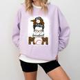 Baseball Mom Women Messy Bun Leopard Mother's Day Comfort Colors Sweatshirt Crimson Baseball Mom Women Messy Bun Leopard Mother's Day Comfort Colors Sweatshirt Crimson