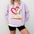Baseball Nana Baseball Heart Family Matching Comfort Colors Sweatshirt Crimson