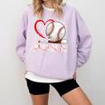 Baseball Nona Family Matching Cute Baseball Lover Comfort Colors Sweatshirt Crimson