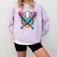 Baseball Player Ice Cream Drip Comfort Colors Sweatshirt Crimson