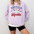 Brother Of Rookie 1st Birthday Baseball Boy Family Matching Comfort Colors Sweatshirt Crimson