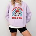 Calm Your Mitts Baseball Mom Sport Lover Comfort Colors Sweatshirt Crimson