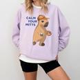 Capybara Calm Your Mitts Baseball Mom Sport Lover Tee Comfort Colors Sweatshirt Crimson