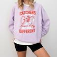 Catchers Are Built Different Baseball Catcher Comfort Colors Sweatshirt Crimson