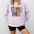 Checkered Leopard Game Day Baseball Men Women Kids Comfort Colors Sweatshirt Crimson