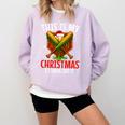 My Christmas Baseball Pajama Helmet Santa Xmas Men Boys Comfort Colors Sweatshirt Crimson