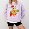 Christmas Gingerbread Man Baseball Player Catcher Comfort Colors Sweatshirt Crimson