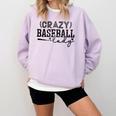 Crazy Baseball Lady Baseball Mom Sporty Humor Comfort Colors Sweatshirt Crimson