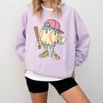Cute Baseball Ice Cream Drip For Girls & Boys 2 Sides Comfort Colors Sweatshirt Crimson