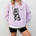 Cute Kitten Playing Baseball Hitter Bat Cool Baseball Cat Comfort Colors Sweatshirt Crimson Cute Kitten Playing Baseball Hitter Bat Cool Baseball Cat Comfort Colors Sweatshirt Crimson
