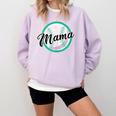 Cute Mama Script Font On Baseball Mom Comfort Colors Sweatshirt Crimson