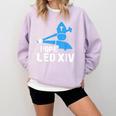 Da Pope Leo XIV Baseball Comfort Colors Sweatshirt Crimson Da Pope Leo XIV Baseball Comfort Colors Sweatshirt Crimson