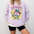 Drip Baseball Boy Youth Kid Ice Cream Dripping Baseball Bruh Comfort Colors Sweatshirt Crimson