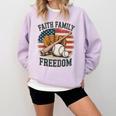 Faith Family Freedom Patriotic Christian Baseball Game Day Comfort Colors Sweatshirt Crimson