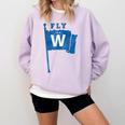 Fly The W Chicago Baseball Winning Flag Distressed Premium Tri-Blend Comfort Colors Sweatshirt Crimson