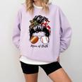 Football Mom Baseball Mom Of Both Messy Bun Mother's Day Premium Tri-Blend Comfort Colors Sweatshirt Crimson Football Mom Baseball Mom Of Both Messy Bun Mother's Day Premium Tri-Blend Comfort Colors Sweatshirt Crimson