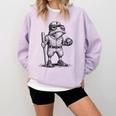 Frog Basketbal Men Women Grumpy Frog Playing Baseball Comfort Colors Sweatshirt Crimson