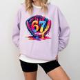 Gen Alpha Slang Ice Cream Drip Six Seven 67 Baseball Catcher Comfort Colors Sweatshirt Crimson