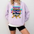 Happy 6733 Days Of School Baseball Drip 100th Day Of School Comfort Colors Sweatshirt Crimson