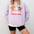 Happy Valentine’s Day Basketball Football Baseball Hearts Comfort Colors Sweatshirt Crimson