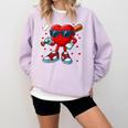 Heart Love Baseball Valentine Outfit Men Boy Comfort Colors Sweatshirt Crimson Heart Love Baseball Valentine Outfit Men Boy Comfort Colors Sweatshirt Crimson