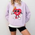 Heart Play Baseball Valentine's Day Teens Boys Girls Kids Comfort Colors Sweatshirt Crimson Heart Play Baseball Valentine's Day Teens Boys Girls Kids Comfort Colors Sweatshirt Crimson