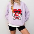 Heart Playing Baseball Valentines Day Comfort Colors Sweatshirt Crimson Heart Playing Baseball Valentines Day Comfort Colors Sweatshirt Crimson