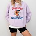 Hey Chicago Whadya Say Baseball Hot Dog Comfort Colors Sweatshirt Crimson Hey Chicago Whadya Say Baseball Hot Dog Comfort Colors Sweatshirt Crimson