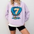 Ice Cream Baseball Glove 7th Birthday Edition Comfort Colors Sweatshirt Crimson