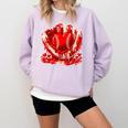 Ice Cream Drip Heart Valentines Day Baseball Boys Youth Kids Comfort Colors Sweatshirt Crimson