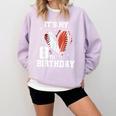 It's My 8th Birthday Baseball Football Heart 8 Year Old Comfort Colors Sweatshirt Crimson It's My 8th Birthday Baseball Football Heart 8 Year Old Comfort Colors Sweatshirt Crimson