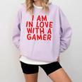 I Am In Love With A Gamer Cute Valentines Day Gamer Couple Raglan Baseball Tee Comfort Colors Sweatshirt Crimson