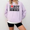 I Love Hot Baseball Moms Heart Sport Fan For Women Men Comfort Colors Sweatshirt Crimson